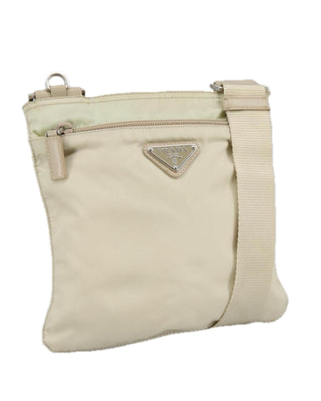 Nylon Shoulder Bag with Adjustable Strap and Silver Accents