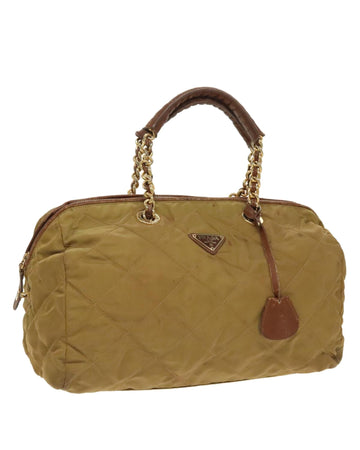 Nylon Chain Hand Bag with Gold Accents