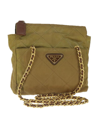 Chain Shoulder Bag Nylon with Gold Details