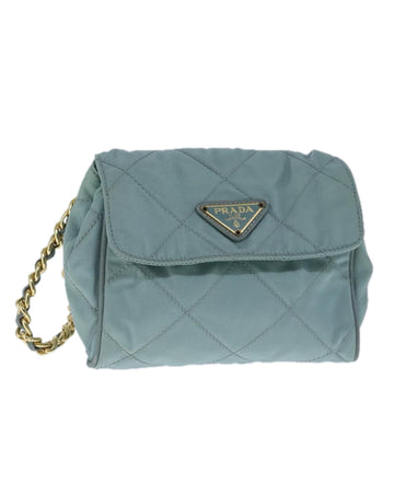 Chain Shoulder Bag in Nylon with Gold Accents