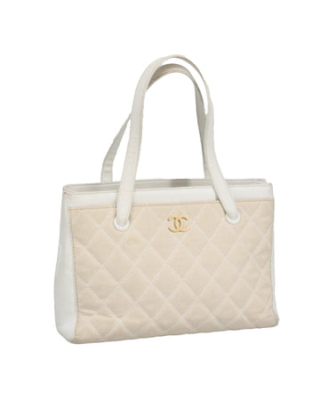Canvas Tote Bag with Dust Bag and Gold-Tone Details
