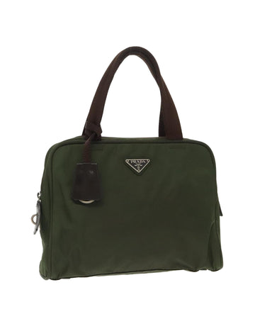 Nylon Hand Bag with Clochette and Silver Accents