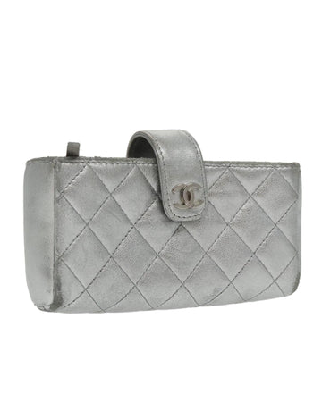 Lamb Skin Pouch with Silver CC Logo Detailing