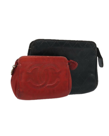 Vintage Lamb Skin Pouch Set with CC Logo