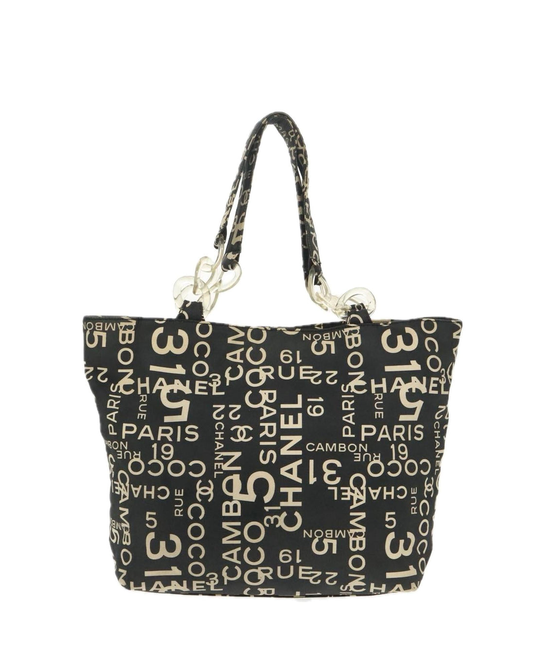 Chain Canvas and Plastic Tote Bag with Pouch