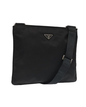 Nylon Shoulder Bag with Silver Accents