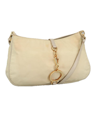 Nylon Shoulder Bag with Gold Accents