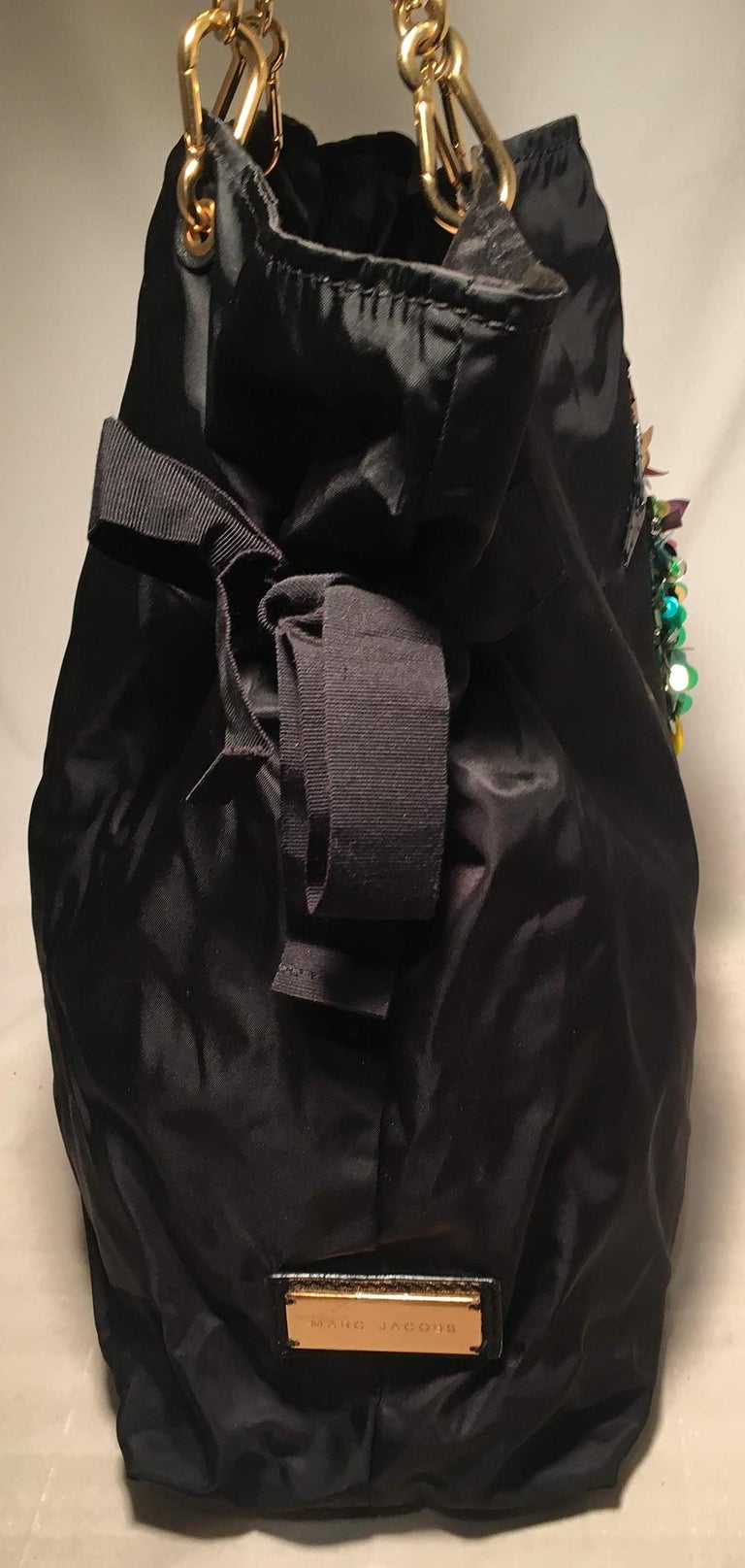Marc Jacobs black Nylon Beaded Tropical Chappy Bird Tote