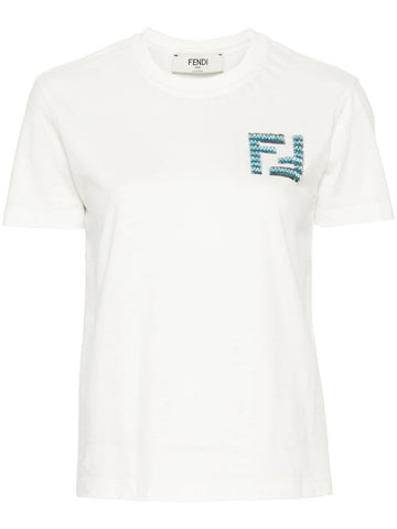 FENDI FF Embroidered Cotton T-Shirt for Men