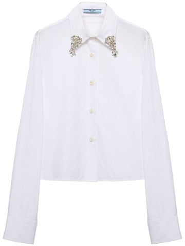 PRADA Boxy Cut Embroidered Cotton Shirt for Men