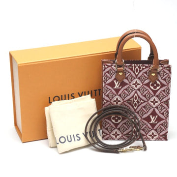LOUIS VUITTON Shoulder Bag M69846 leather Red Petit Sac Plat Jacquard leather Monogram Women Used