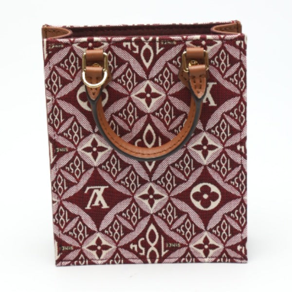 LOUIS VUITTON Shoulder Bag M69846 leather Red Petit Sac Plat Jacquard leather Monogram Women Used