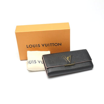 LOUIS VUITTON Long Wallet Purse M67663 Taurillon Clemence black Bifold Walletlong wallet Taurillon Clemence Portefeuille Capsine Women Used