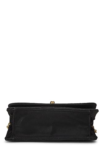 Chanel,  Black Quilted Satin Half Flap Micro, Black