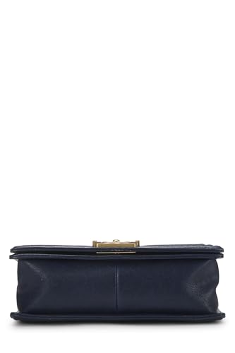 Chanel,  Navy Quilted Caviar Boy Bag Medium, Blue