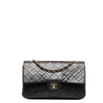 Chanel Black Lambskin Single Flap Shoulder Bag