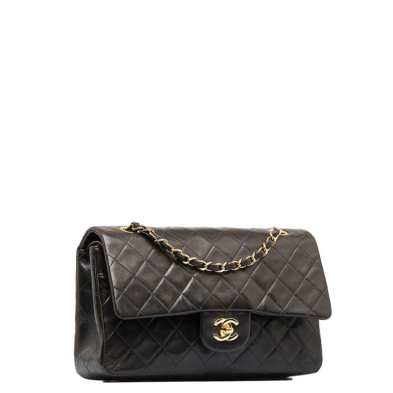 Chanel Black Lambskin Single Flap Shoulder Bag