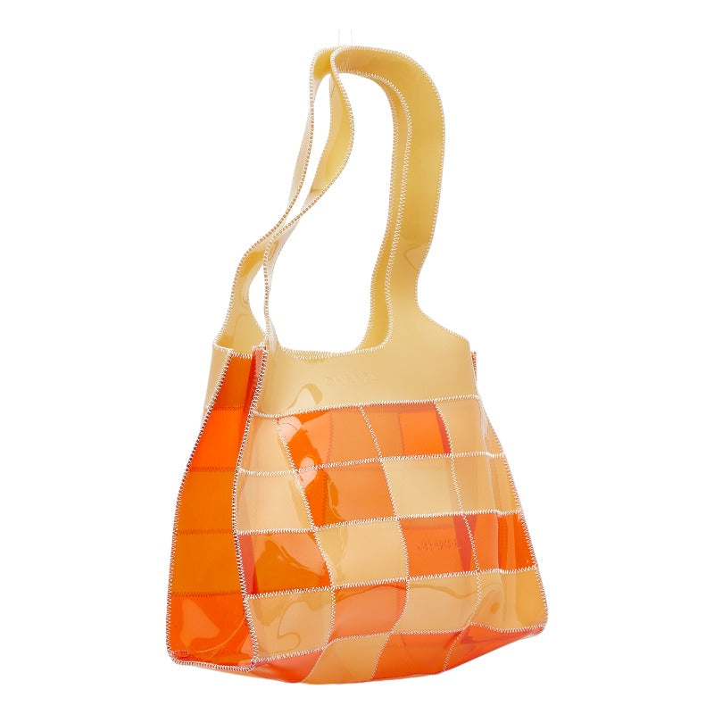 Chanel Clear Tote Bag Shoulder Bag Orange Beige Vinyl