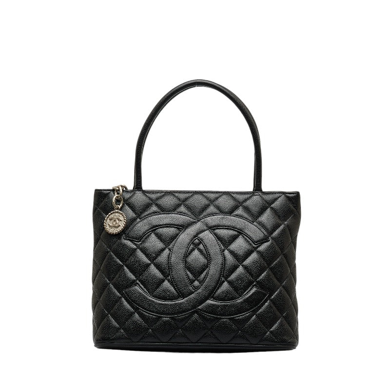 Chanel Medaillon Handbag Tote Bag Black Caviar
