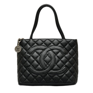 Chanel Medaillon Handbag Tote Bag Black Caviar