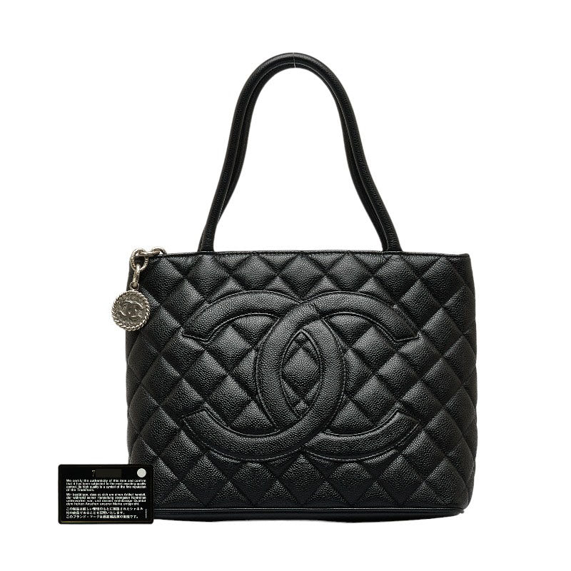 Chanel Medaillon Handbag Tote Bag Black Caviar