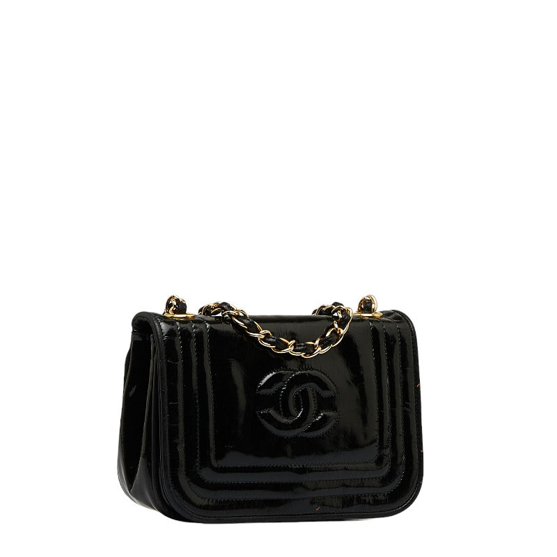 Chanel Coco Mark Mini Shoulder Bag Black Enamel