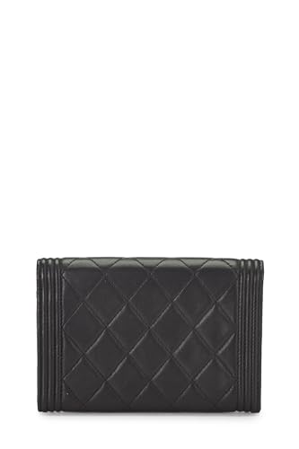 Chanel,  Black Quilted Lambskin Boy Wallet, Black