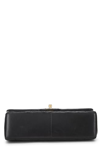 Chanel,  Black Lambskin Border Flap Medium, Black