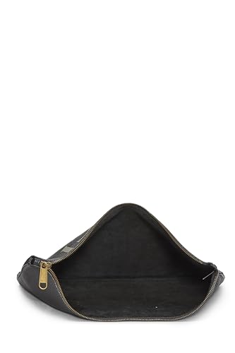 Gucci,  Black Leather Logo Print Pouch, Black