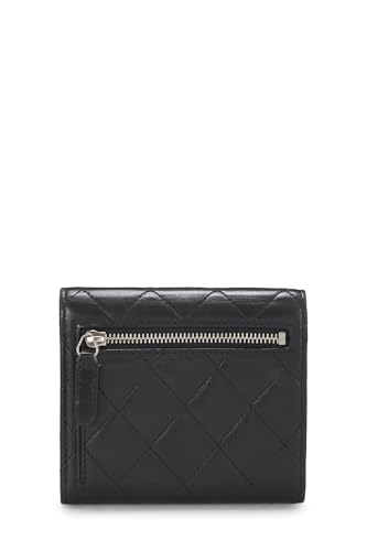 Chanel,  Black Quilted Lambskin Classic Flap Compact Wallet, Black