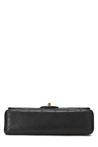 Chanel,  Black Quilted Lambskin Classic Double Flap Medium, Black