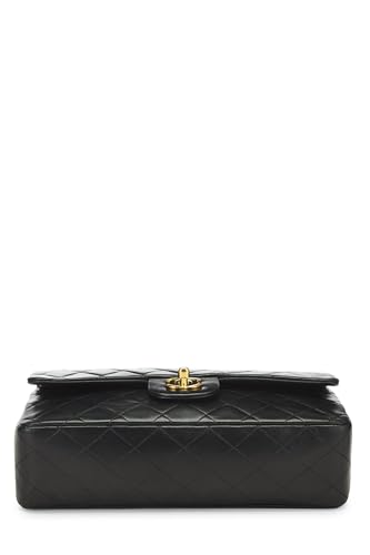 Chanel,  Black Quilted Lambskin Classic Double Flap Medium, Black