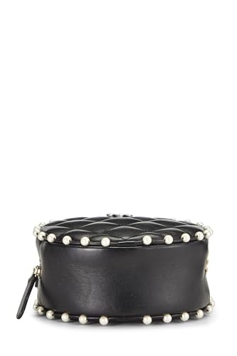 Chanel,  Black Quilted Lambskin Round Classic Chain Clutch, Black