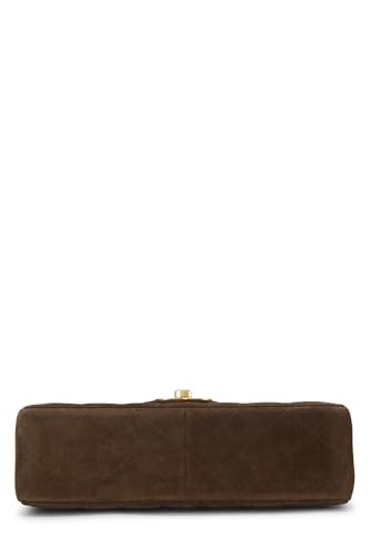 Chanel,  Brown Quilted Suede Half Flap Jumbo, Brown