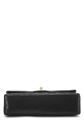 Chanel,  Black Quilted Lambskin Classic Double Flap Medium, Black