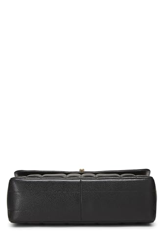 Chanel,  Black Vertical Caviar Half Flap Medium, Black