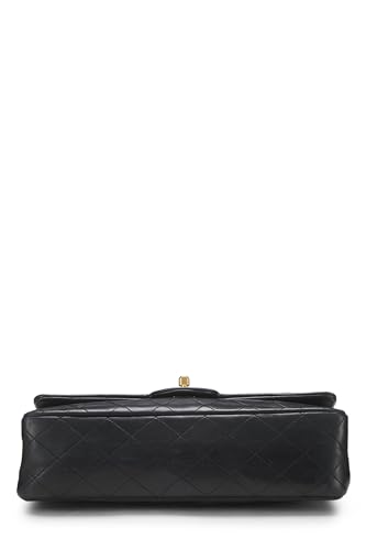 Chanel,  Black Quilted Lambskin Classic Double Flap Medium, Black