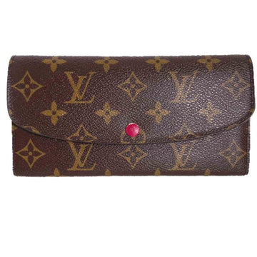 LOUIS VUITTON Long Wallet Purse M60697 Monogram canvas Brown Fuchsia Monogram Portefeuille Emily Women Used