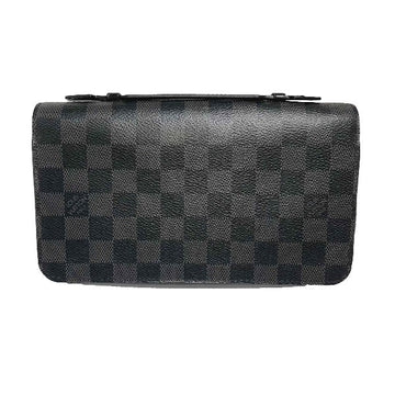 LOUIS VUITTON business bag N41503 Damier Grafitto Canvas Graphite Long Wallet Purse Damier Grafitte Zippy XL mens Used