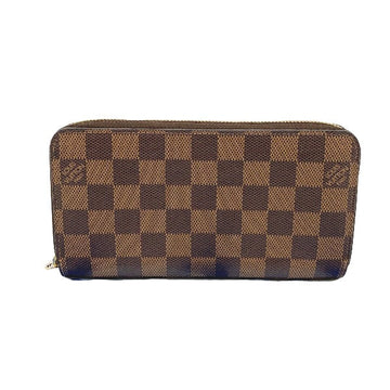 LOUIS VUITTON Long Wallet Purse N41661 Damier canvas Brown Zip Around Damier Zippy wallet unisex(Unisex) Used