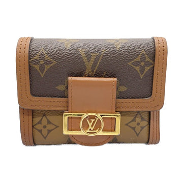 LOUIS VUITTON Coin case M68725 PVC, leather Brown camel Portefeuille Dauphine Monogram reverse compact Women Used