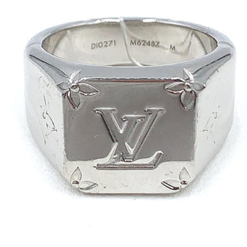 LOUIS VUITTON Ring M62487 metal Silver Monogram signet ring mens M Used