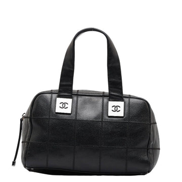 Chanel Choco Bar Handbag Mini Boston Bag Black Caviar Skin