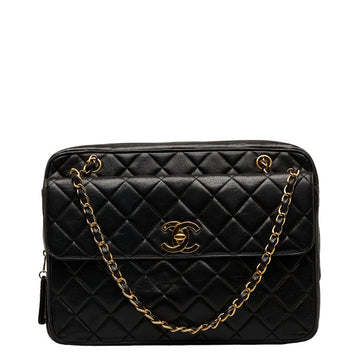 Chanel Black Lambskin Chain Shoulder Tote Bag