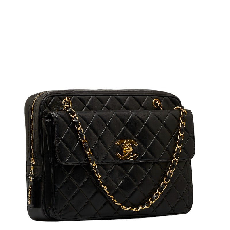 Chanel Black Lambskin Chain Shoulder Tote Bag