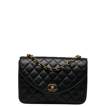 Chanel Vintage Matlasse Chain Shoulder Bag Black Lambskin