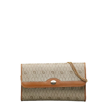 Dior Vintage Honeycomb Chain Shoulder Bag Brown PVC Leather Women's