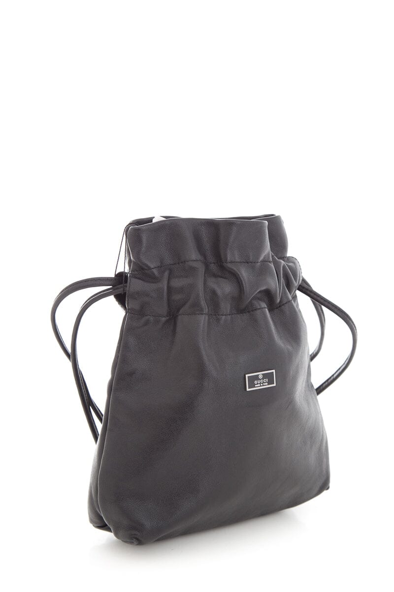 Gucci Vintage Black Leather Bucket Shoulder Bag