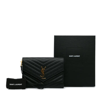 Yves Saint Laurent Cassandre Envelope Clutch Black Grain De Poudre