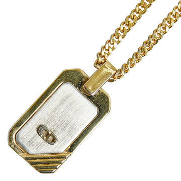 Dior logo plate necklace g silver mask ladies Dior